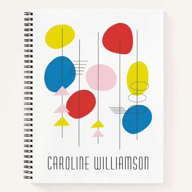 Personalized Name Mid Century Modern Colourful  Notebook (Front)