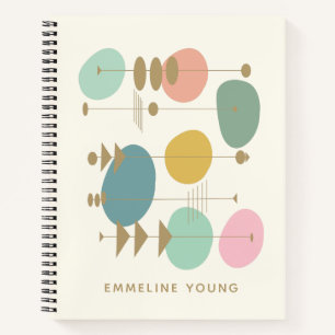 Personalized Name Mid Century Modern Retro Notes Notebook