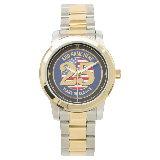 Personalized NAME Military or Police Retirement  Watch (Front)