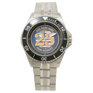 Personalized NAME Military or Police Retirement  Watch