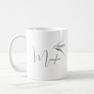 Personalized name Minimal Bird design Coffee Mug