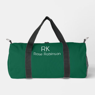 Personalized Name Minimal Classic Elegant Green Duffle Bag