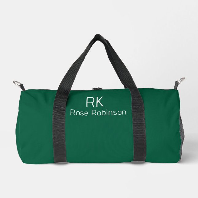 Personalized Name Minimal Classic Elegant Green Duffle Bag (Front)