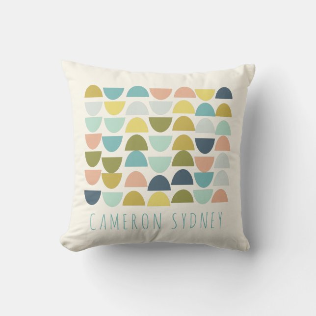 Personalized Name Minimalist Earthy Geometric Soft Throw Pillow (Front)