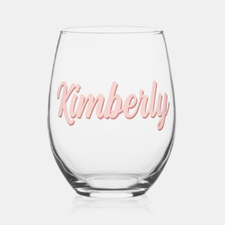 Personalized Name Modern and Elegant Stemless Wine Glass