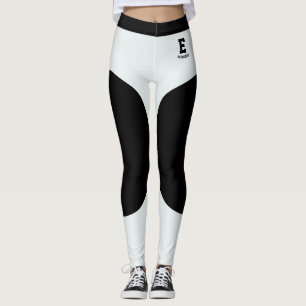 Personalized Name Modern Black Ice Blue Monogram Leggings