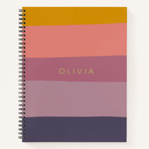 Personalized Name Modern Colour Block Earthy Colou Notebook
