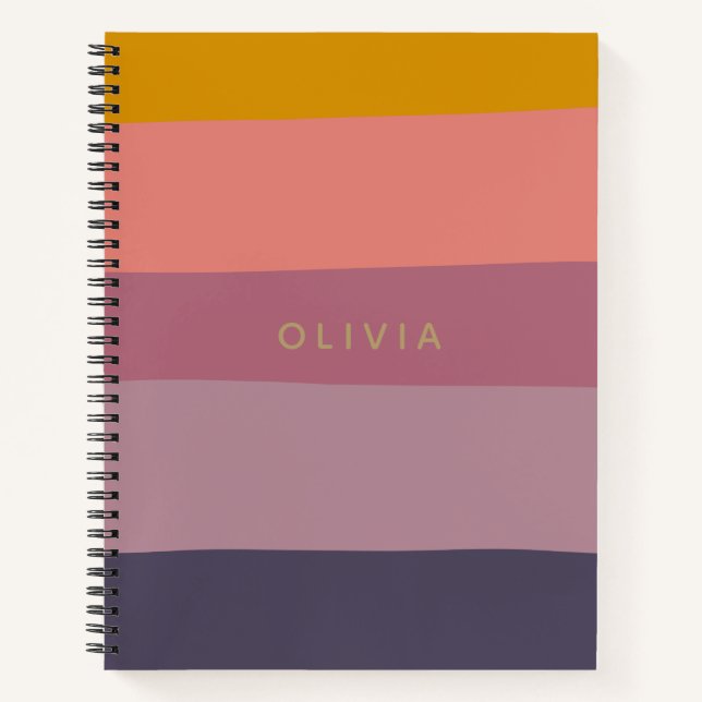 Personalized Name Modern Colour Block Earthy Colou Notebook (Front)