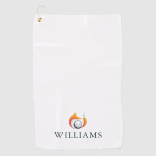 Personalized Name Modern Fox And Ball Golf Towel