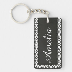 Personalized Name Modern Geometric Filigree Design Keychain