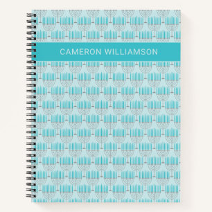 Personalized Name Modern Menorah Hanukkah Pattern Notebook