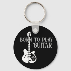 Personalized Name Modern Minimal Electric Guitar Keychain