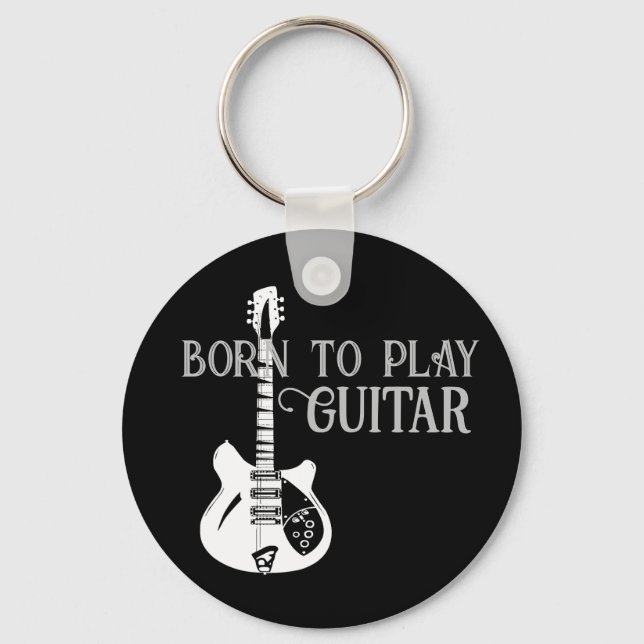 Personalized Name Modern Minimal Electric Guitar Keychain (Front)