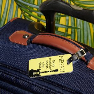 Personalized Name Modern Minimal Electric Guitar L Luggage Tag