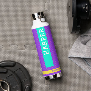 Personalized Name Modern Purple  Water Bottle