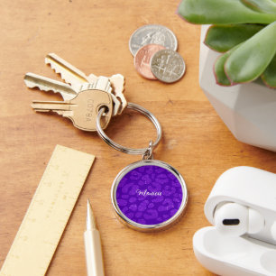 Personalized Name Modern Stylish Glitter purple Keychain