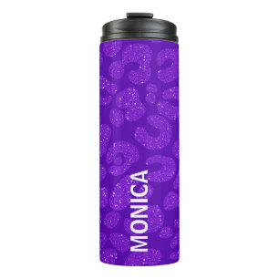 Personalized Name Modern Stylish Purple Glitter Thermal Tumbler