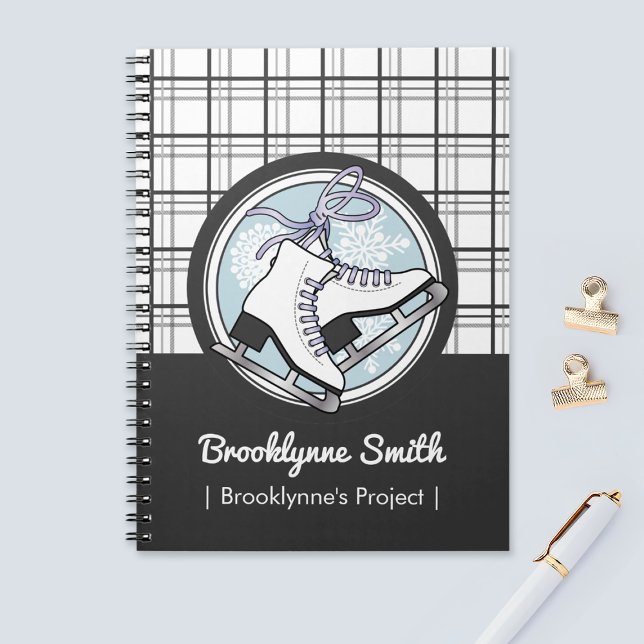 Personalized Name Modern Tartan Ice Skating Notebook (Creator Uploaded)