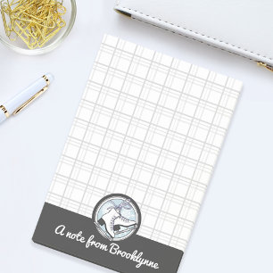 Personalized Name Modern Tartan Ice Skating Post-it Notes