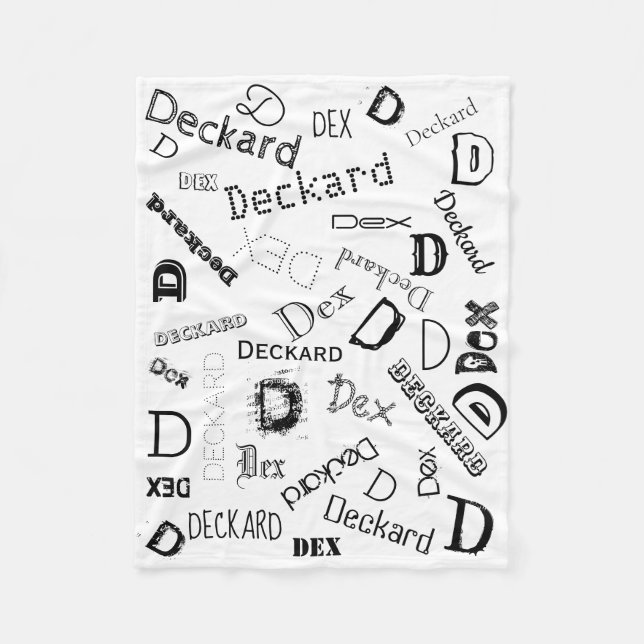 Personalized Name Modern Trendy Boys Girls Fleece Blanket (Front)
