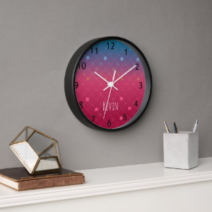 Personalized  Name Modern Trendy  Wall Clock 