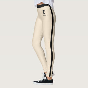 Personalized Name Mom Champagne Gold Black Stripes Leggings