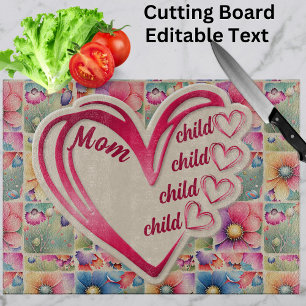 Personalized Name Mom Kids Floral All Over Print Cutting Board