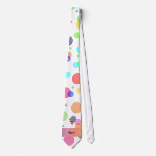 Personalized name monkey rainbow polka dots tie