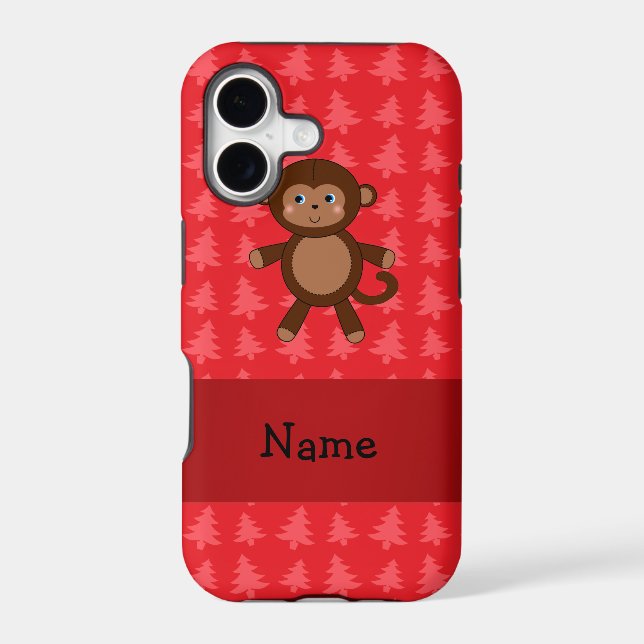 Personalized name monkey red christmas trees (Back)