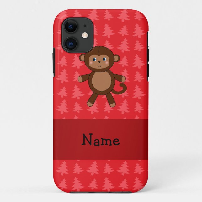 Personalized name monkey red christmas trees Case-Mate iPhone case (Back)