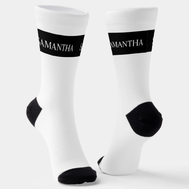 Personalized Name Monogram Basic Minimalistic   Socks (Angled)