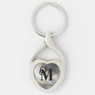 Personalized Name Monogram Black and Gold  Keychain