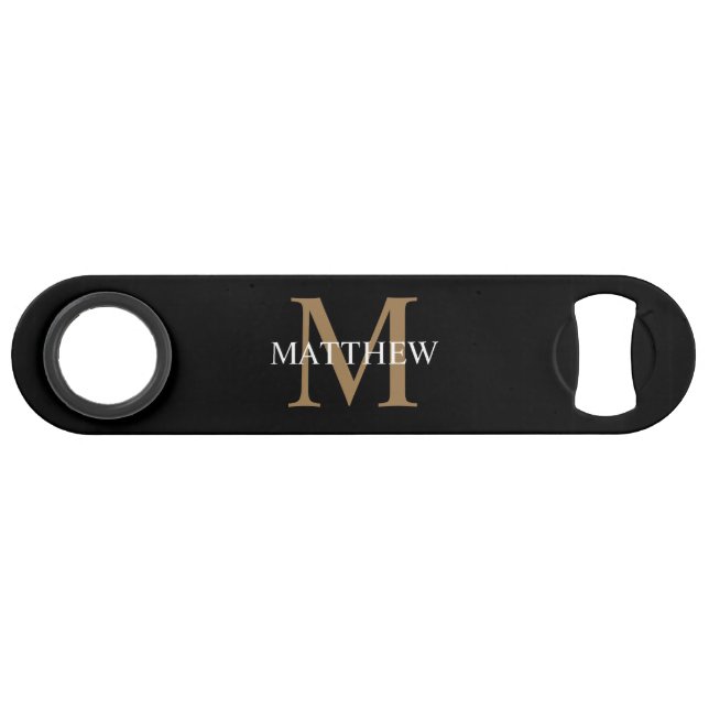 Personalized Name Monogram Black Bar Key (Front (Horizontal))