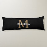 Personalized Name Monogram Black Body Pillow<br><div class="desc">Create your own personalized black round body pillow with your custom name and monogram.</div>