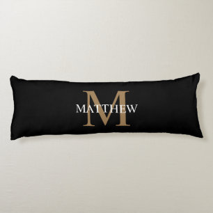 Personalized Name Monogram Black Body Pillow