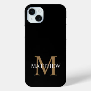 Personalized Name Monogram Black iPhone 15 Mini Case