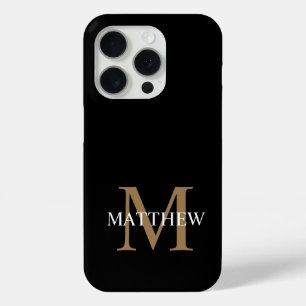 Personalized Name Monogram Black iPhone 15 Pro Case