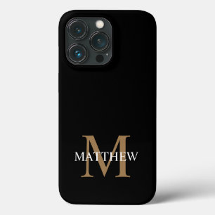 Personalized Name Monogram Black iPhone 13 Pro Case