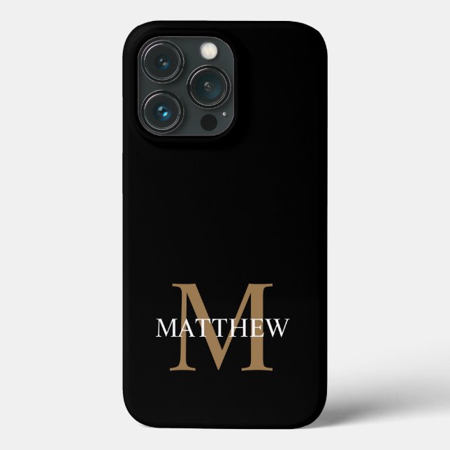 Personalized Name Monogram Black Case-Mate iPhone Case (Back)
