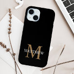 Personalized Name Monogram Black iPhone 15 Case<br><div class="desc">Create your own personalized black round phone case with your custom name and monogram.</div>