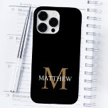 Personalized Name Monogram Black Case-Mate iPhone 14 Pro Max Case<br><div class="desc">Create your own personalized black round phone case with your custom name and monogram.</div>