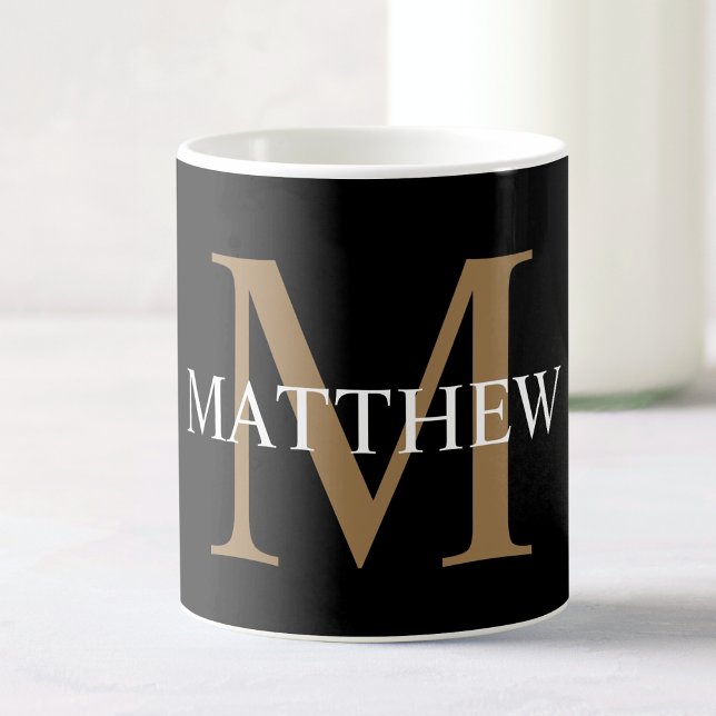 Personalized Name Monogram Black Coffee Mug (Creator Uploaded)