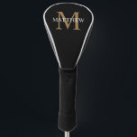 Personalized Name Monogram Black Golf Head Cover<br><div class="desc">Create your own personalized black round golf head cover with your custom name and monogram.</div>
