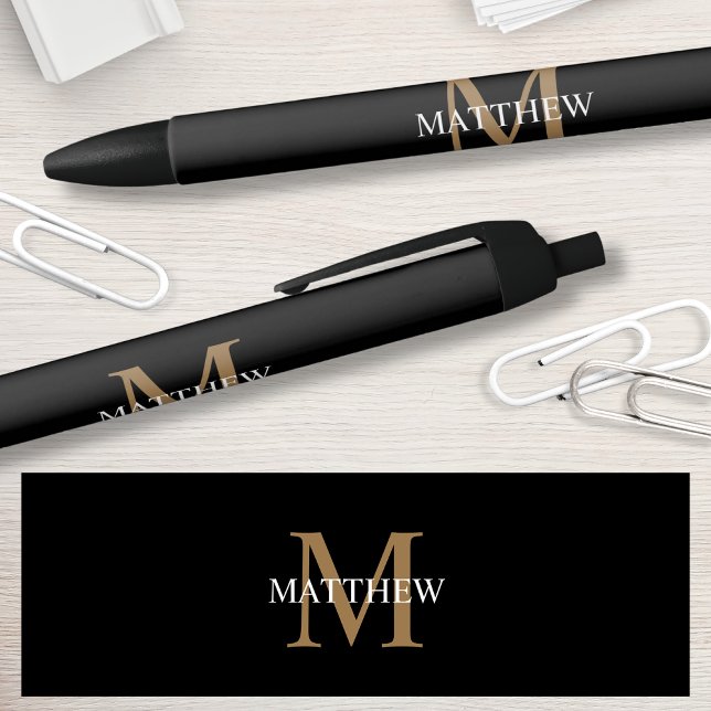 Personalized Name Monogram Black Ink Pen (Creator Uploaded)
