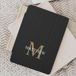 Personalized Name Monogram Black iPad Mini Cover<br><div class="desc">Create your own personalized black round ipad case with your custom name and monogram.</div>