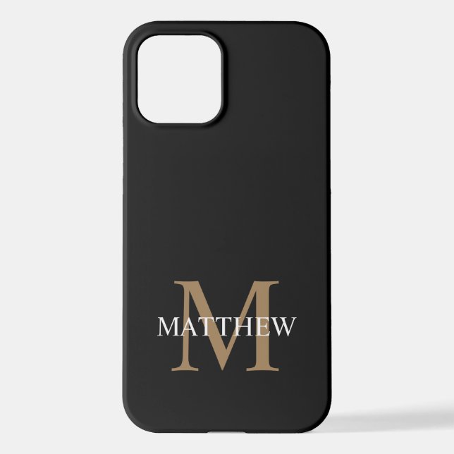 Personalized Name Monogram Black iPhone Case (Back)
