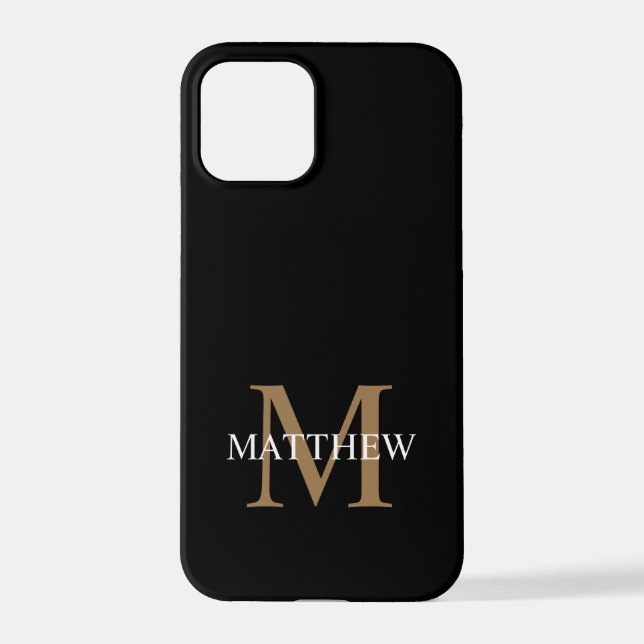 Personalized Name Monogram Black iPhone Case (Back)