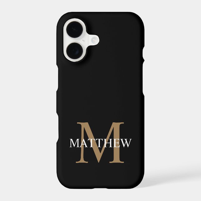 Personalized Name Monogram Black iPhone Case (Back)