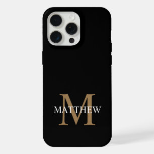 Personalized Name Monogram Black iPhone 15 Pro Max Case
