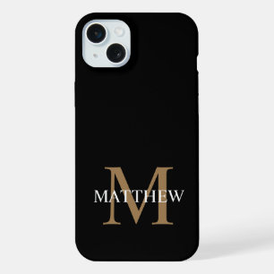 Personalized Name Monogram Black iPhone 15 Plus Case